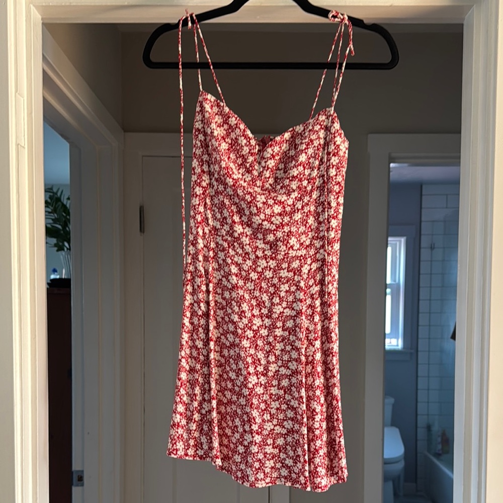 Reformation red and white floral Sundress Sleeveless Mini